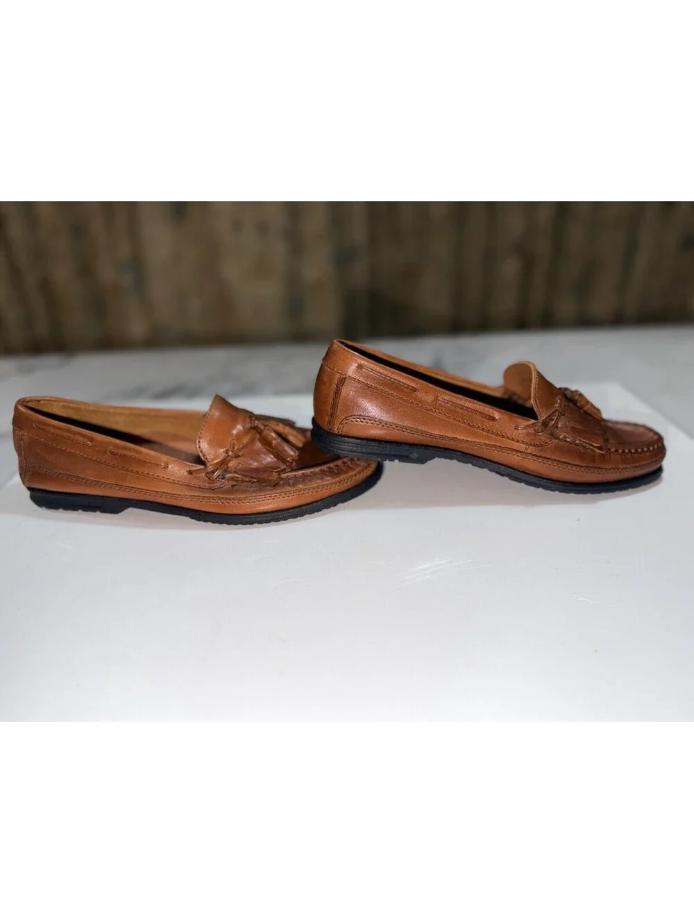 Giorgio Brutini Brown Leather Kiltie Tassel Loafers Men’s 10.5 D Moc Toe